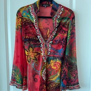 Kohinoor Embellished Sheer Tunic – Boho Resort Vibes